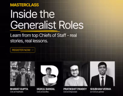 Masterclass banner titled Inside the Generalist Roles with photos of four chiefs of staff speakers.