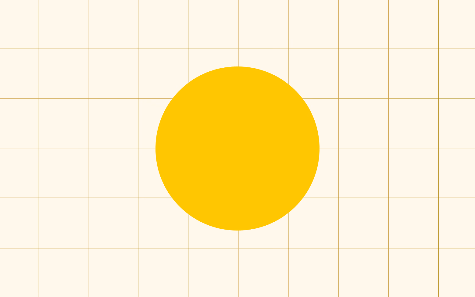 Yellow circle centered on a pale grid background with thin brown lines.